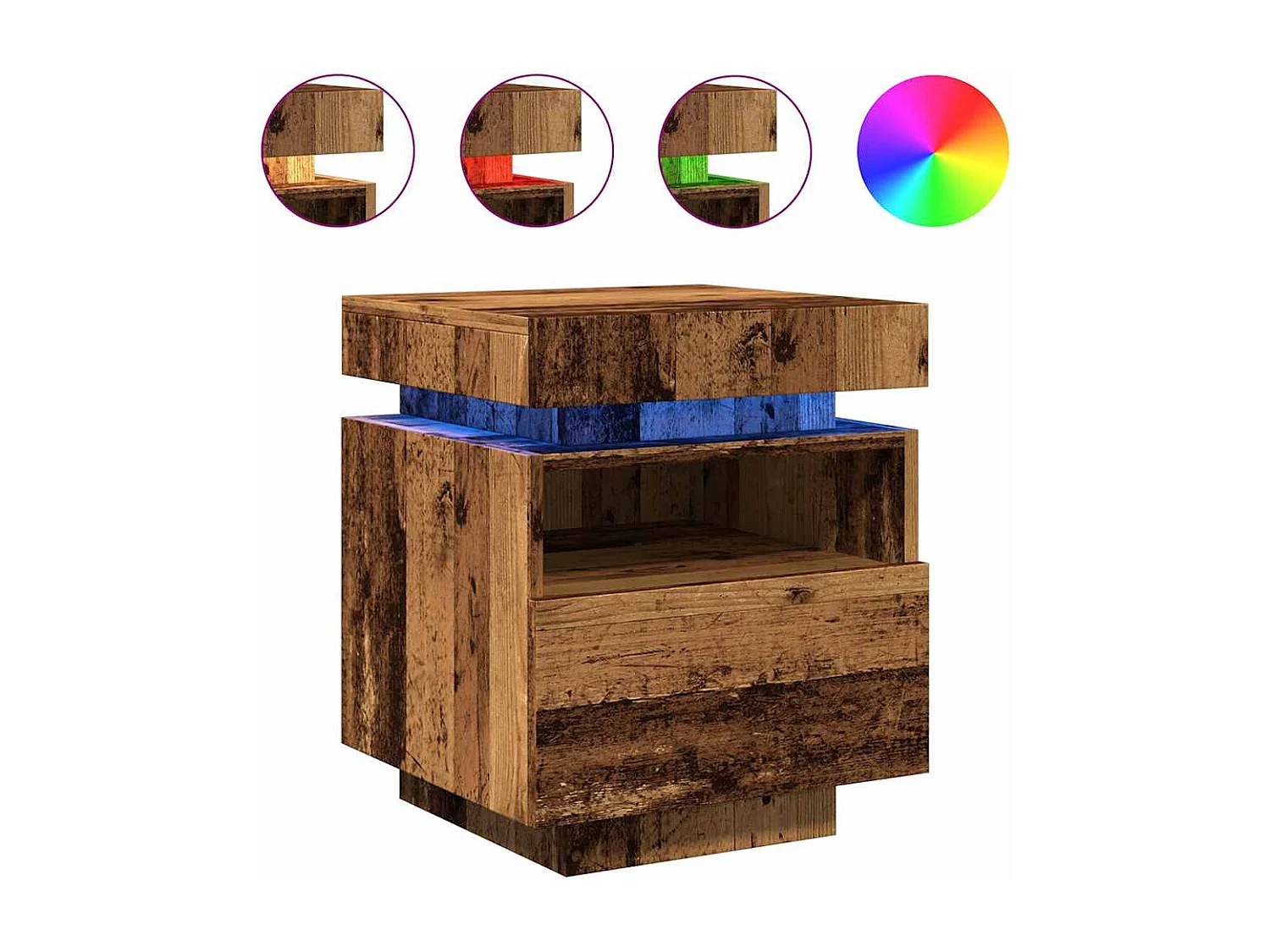 Comodini e luci LED 2 pezzi in legno vecchio 40x39x48,5cm