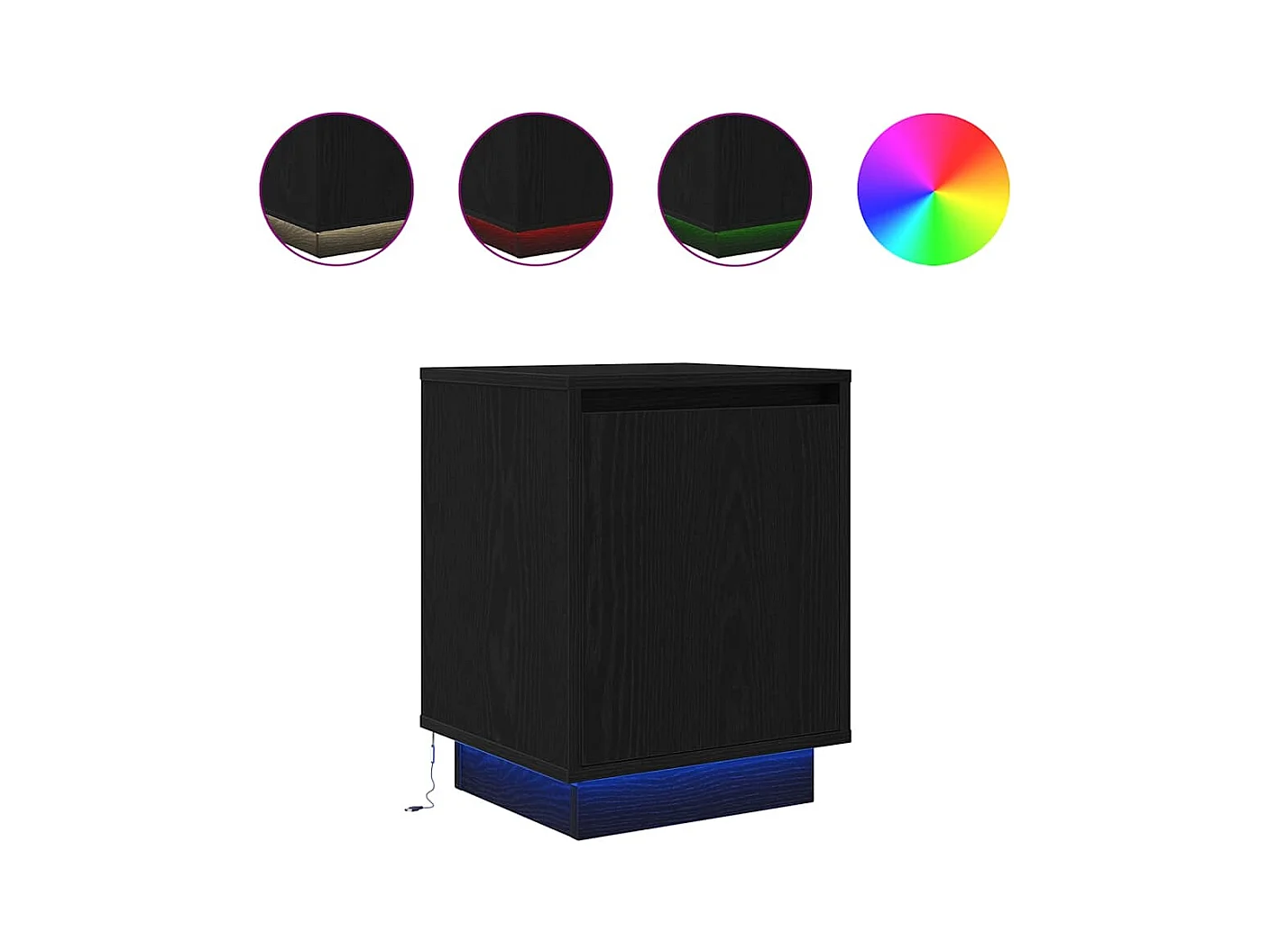 Comodini con luci LED 2 pezzi neri 38x34x50 cm