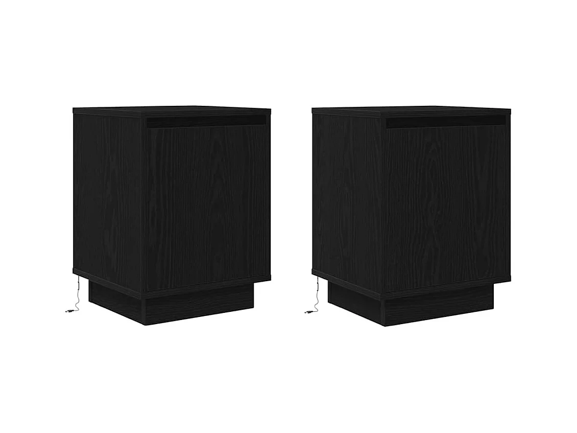 Comodini con luci LED 2 pezzi neri 38x34x50 cm