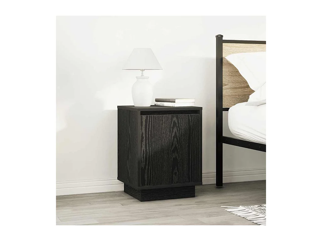 Comodini con luci LED 2 pezzi neri 38x34x50 cm