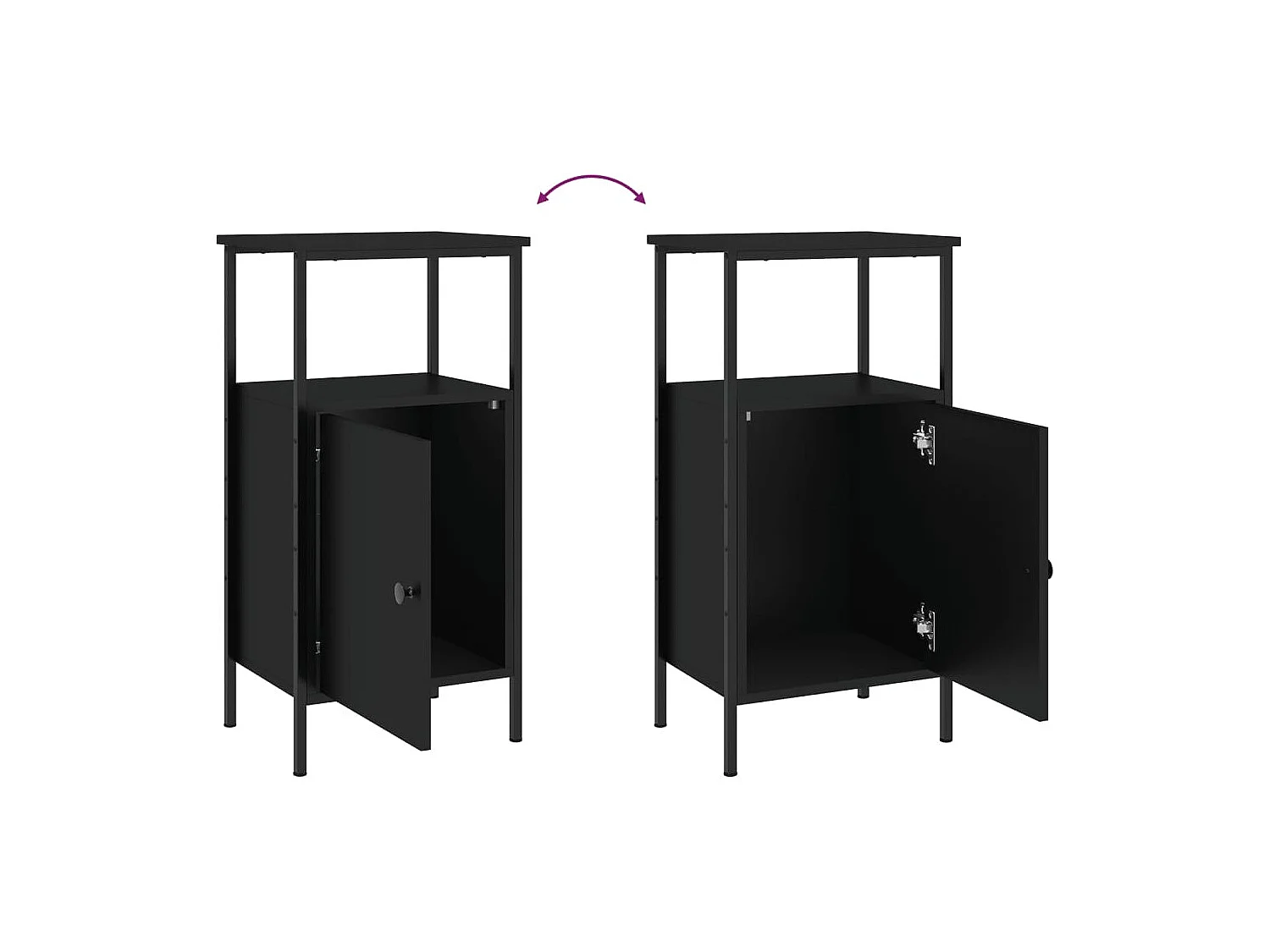 Comodini 2 pezzi neri 41x31x80 cm in legno ingegnerizzato