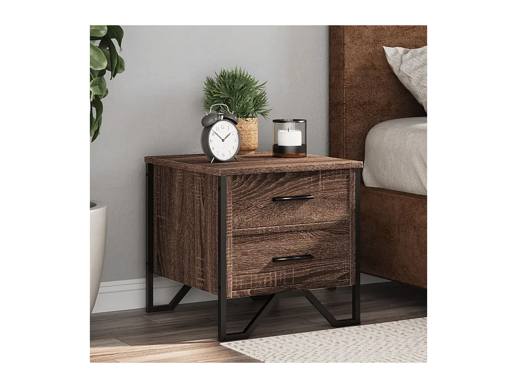 Table de chevet chêne marron 40x41x40 cm bois d’ingénierie