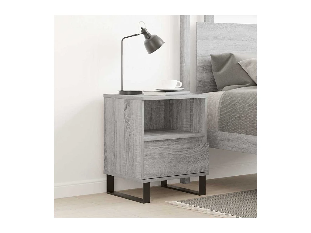 Comodino Sonoma Grey 40x35x50 cm in legno ingegnerizzato
