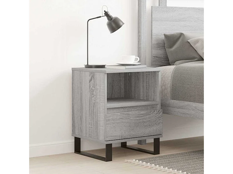Sonoma Grijs Nachtkastje 40x35x50 cm Bewerkt Hout