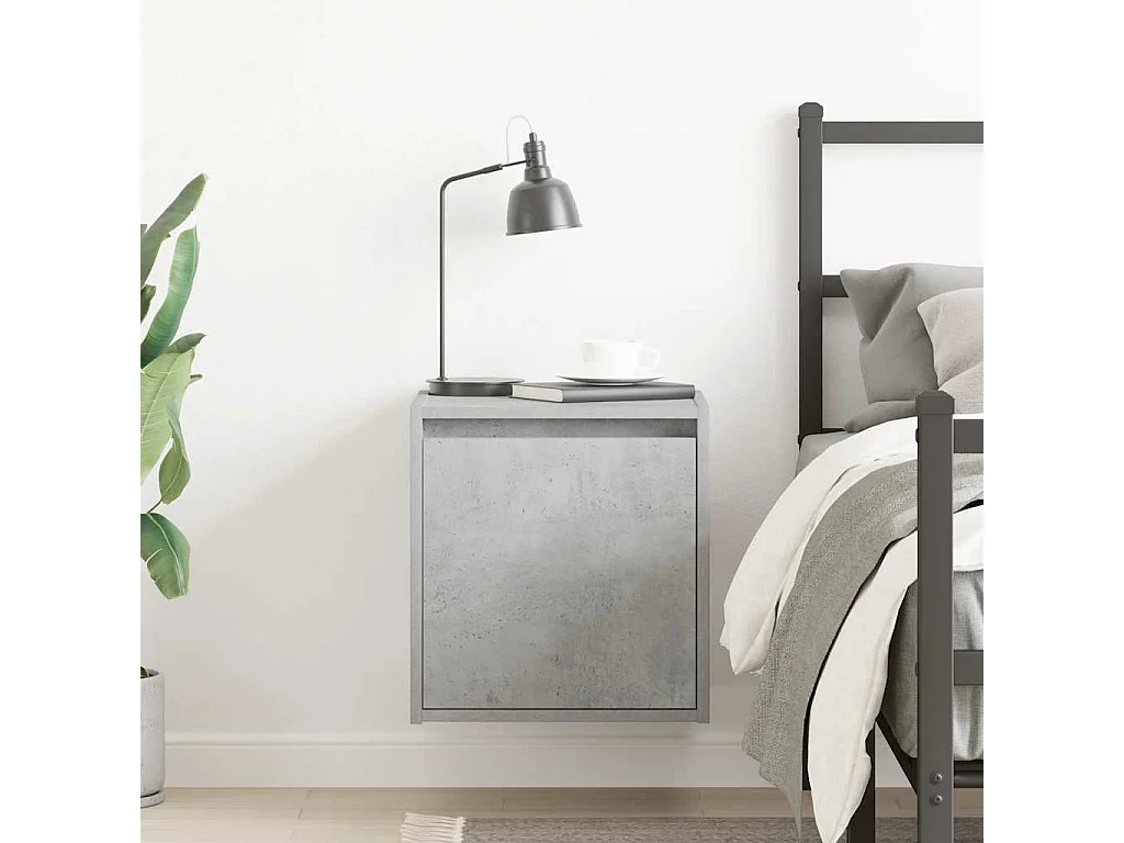 Table de chevet murale gris béton 38x34x40 cm