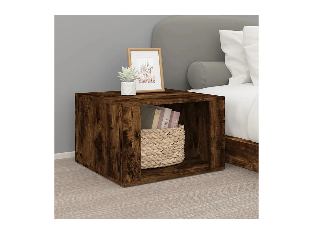Comodino in rovere affumicato 57x55x36 cm in legno ingegnerizzato