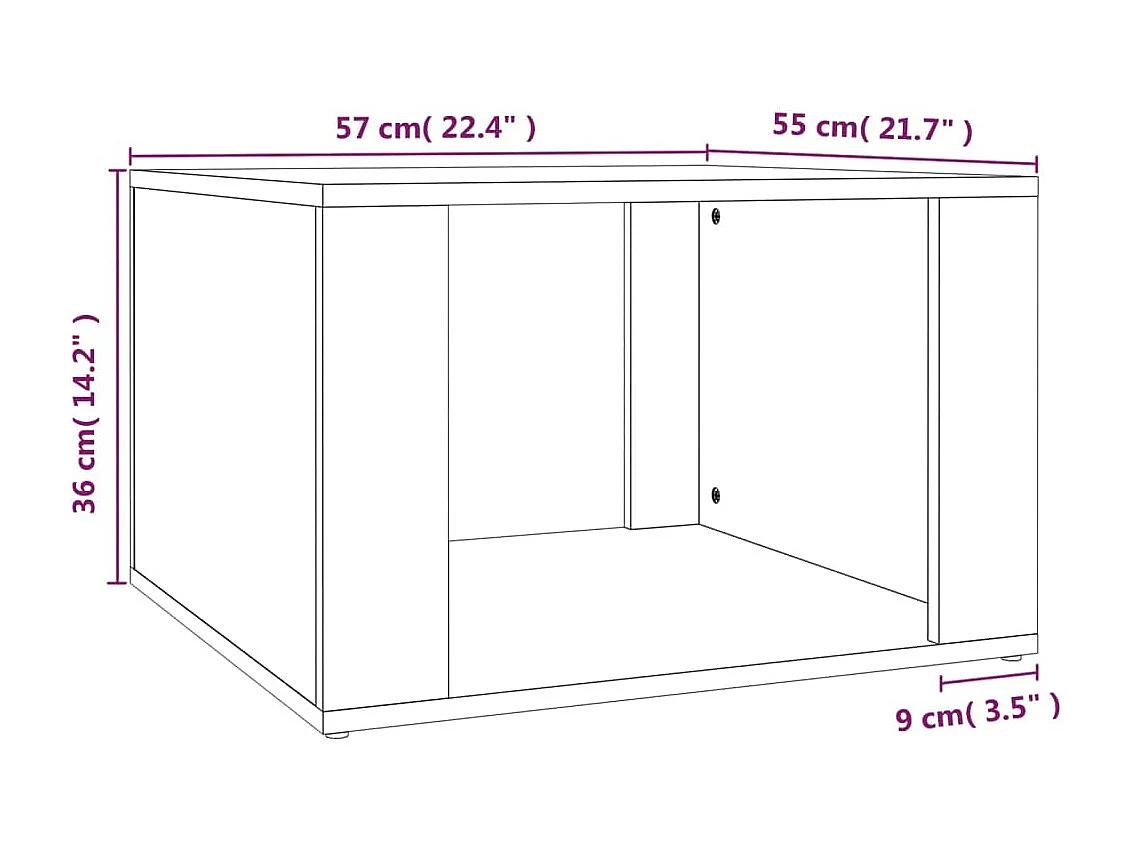 Comodino in rovere affumicato 57x55x36 cm in legno ingegnerizzato