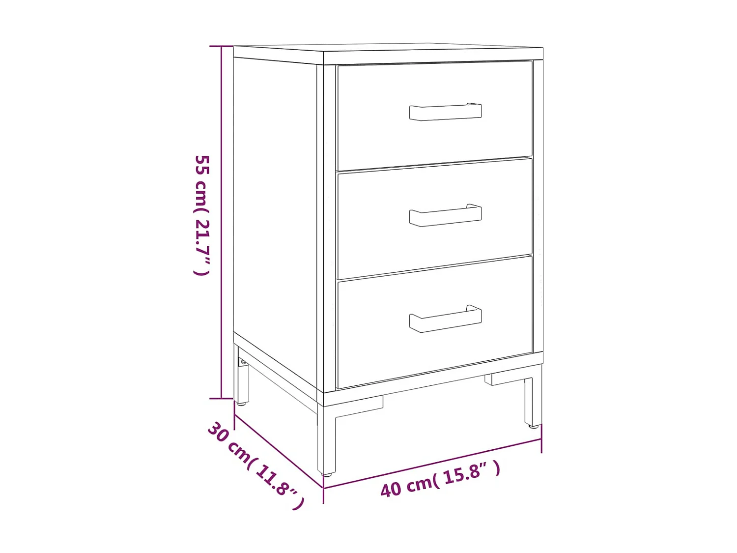Comodino Marrone 40x30x55 cm Legno massello di pino
