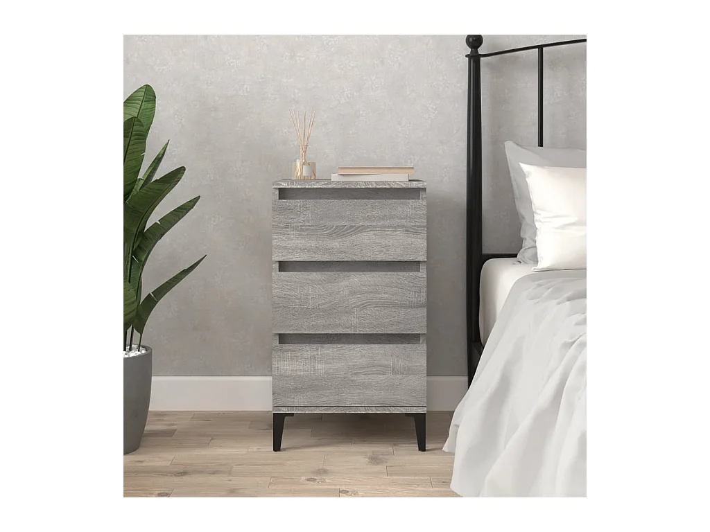 Comodino grigio Sonoma 40x35x70 cm in legno ingegnerizzato