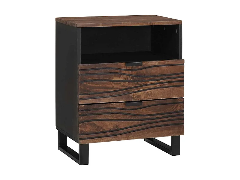 Mesita de noche - 50 x 33 x 60 cm - Madera maciza y madera contrachapada