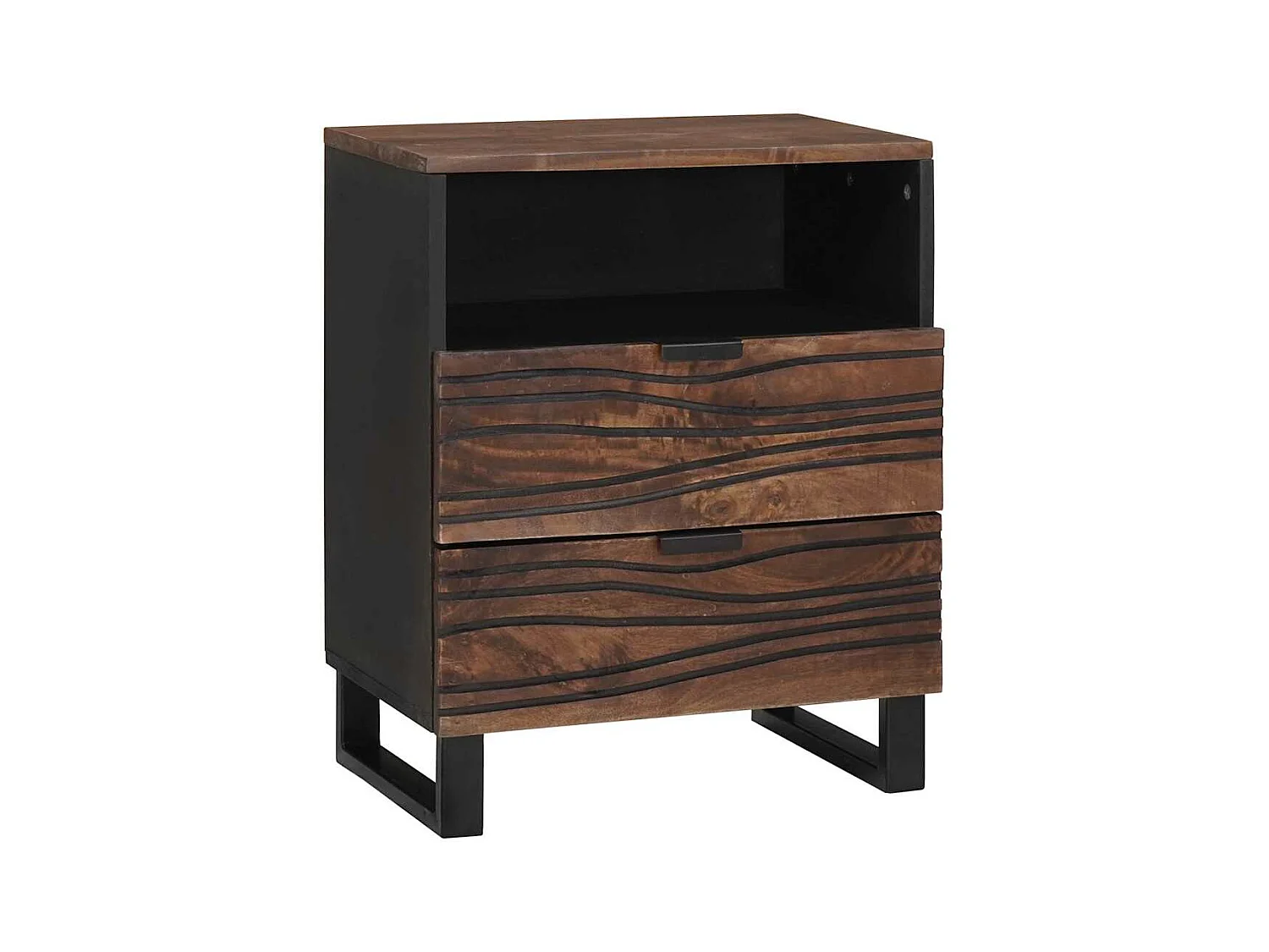 Comodino - 50 x 33 x 60 cm - Legno massello e legno ingegnerizzato