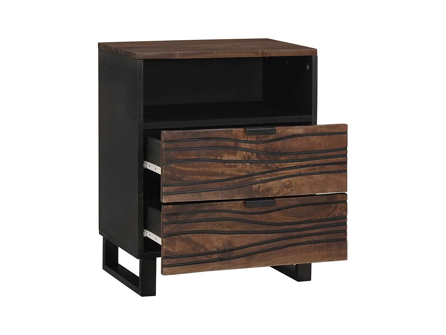 Comodino - 50 x 33 x 60 cm - Legno massello e legno ingegnerizzato