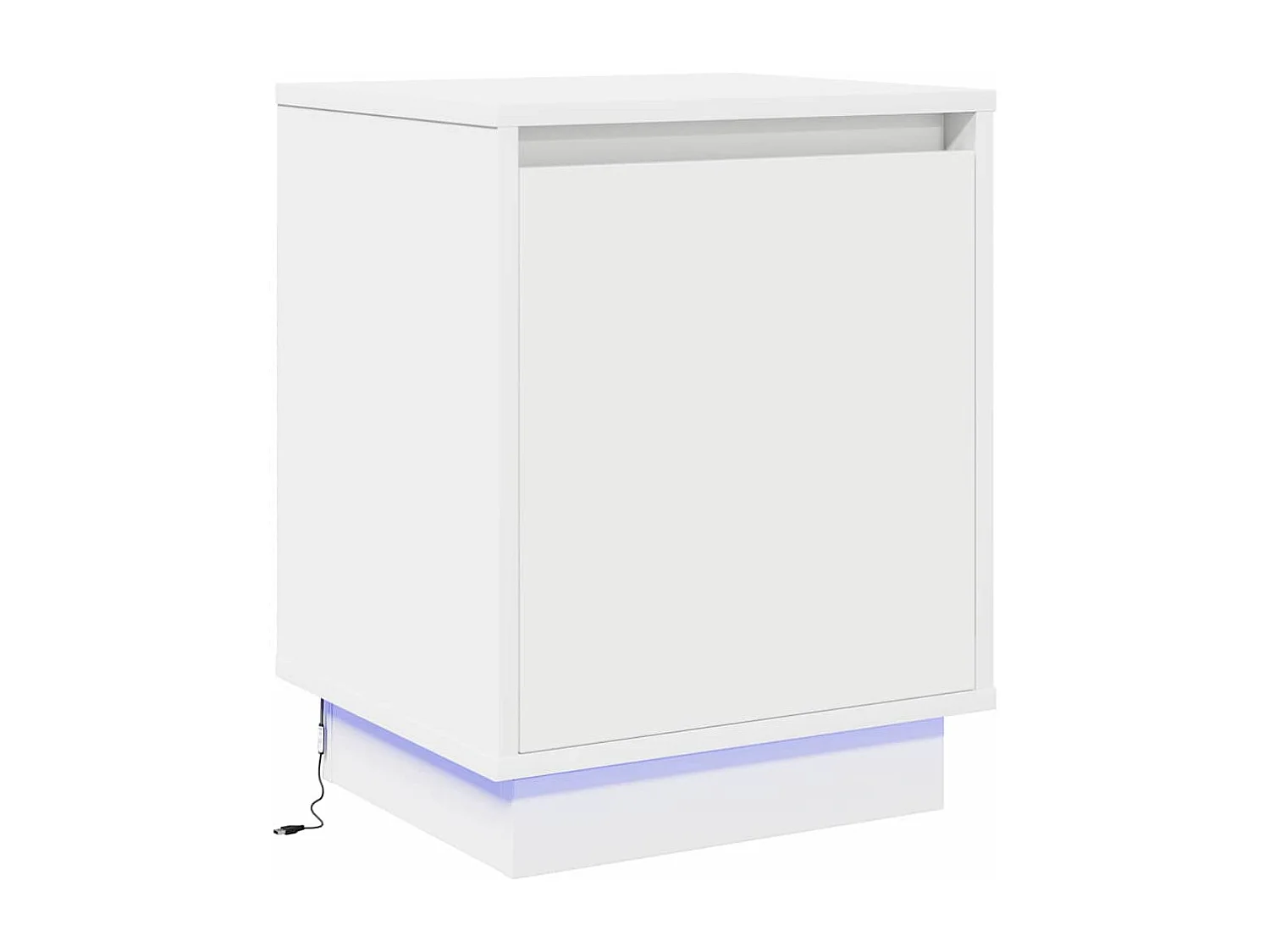 Table de chevet avec lumières LED Blanche 39x34,5x50 cm