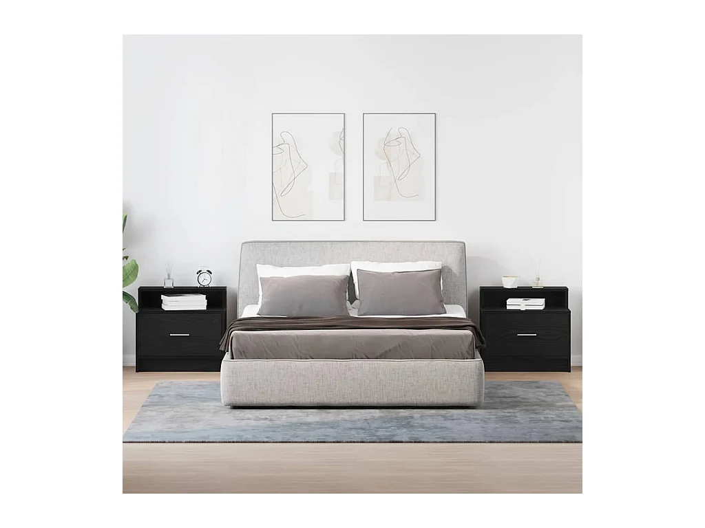 Tables de chevet avec tiroir 2 pcs chêne noir 51x31x47 cm