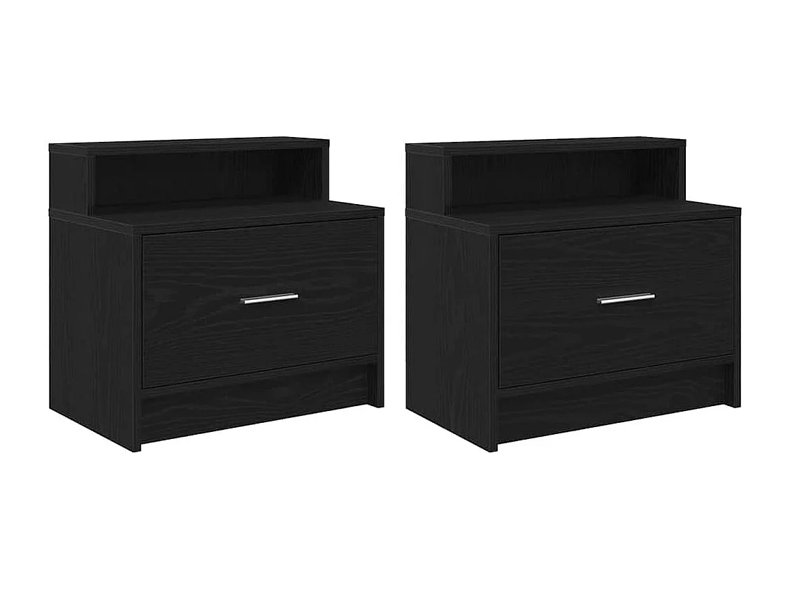 Nachtkastjes met lade 2 stuks zwart eiken 51x31x47 cm