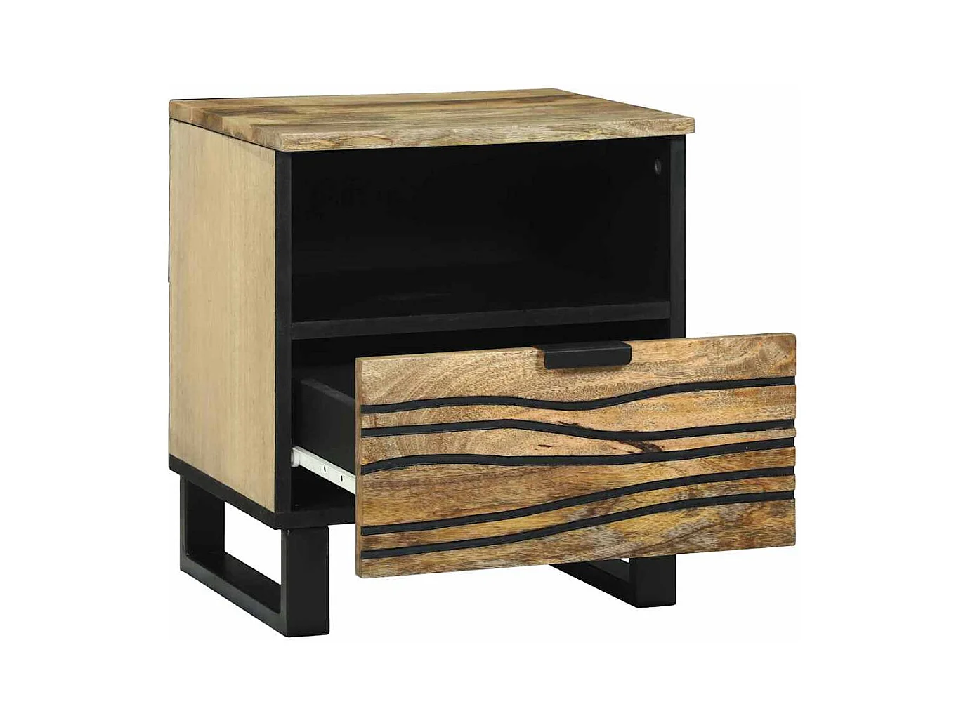 Table de chevet - 40 x 33 x 46 cm, en bois de mangue massif