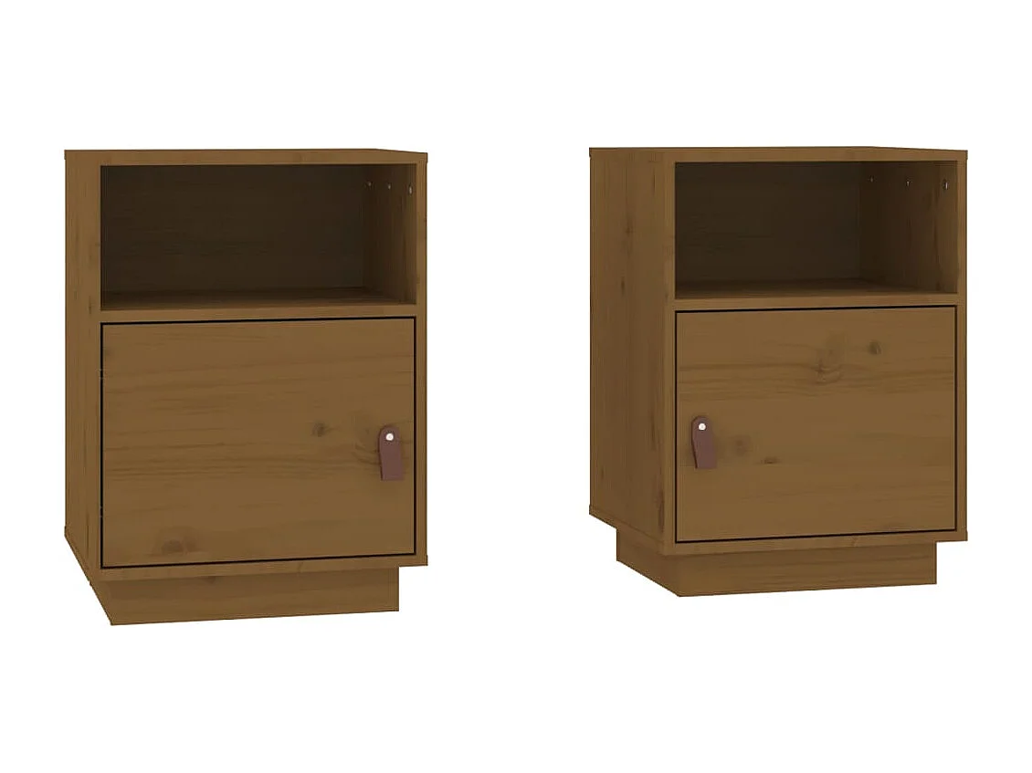 Tables de chevet 2pcs Marron miel 40x34x55cm Bois de pin massif
