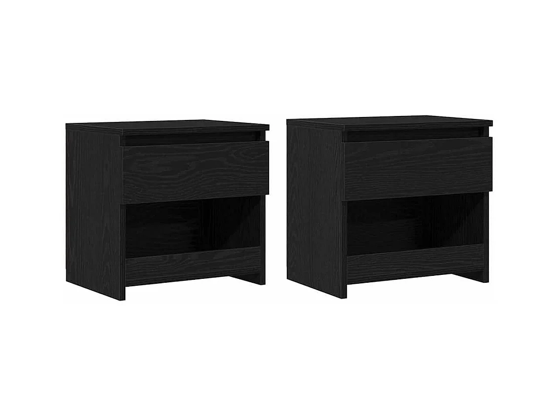 2 Meubles de Nuit Chêne Noir 40x30x39 cm en Bois d'Ingénierie