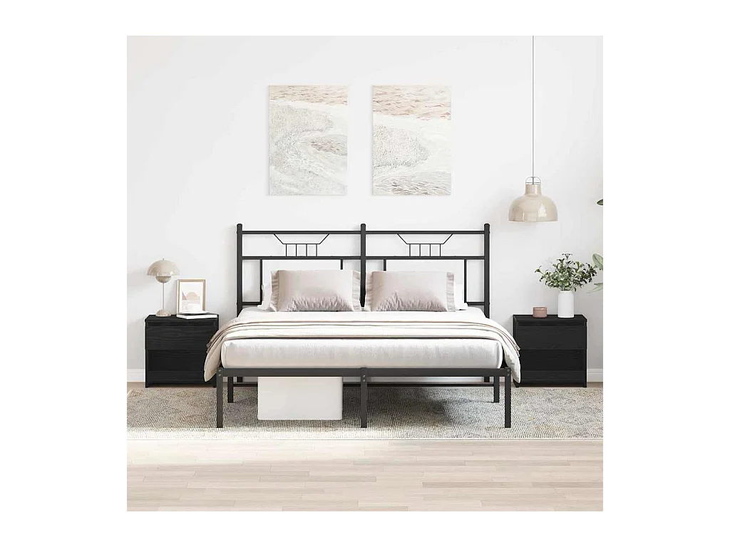 2 Meubles de Nuit Chêne Noir 40x30x39 cm en Bois d'Ingénierie