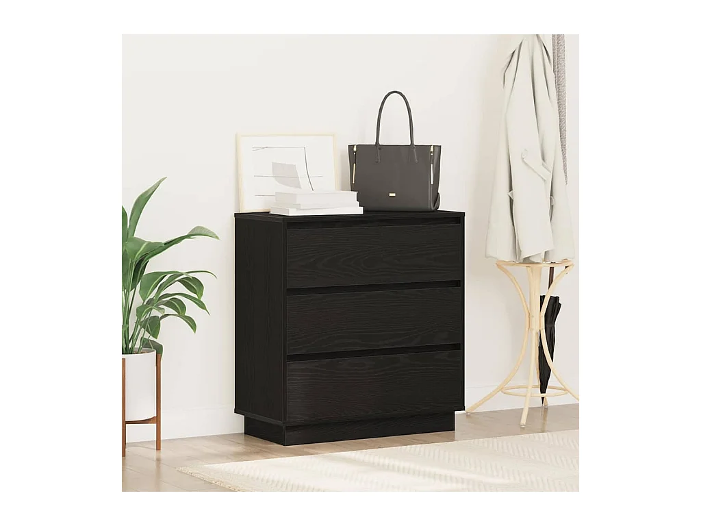 Table de chevet avec LED Chêne noir 71x34,5x75 cm Bois d'ingénierie