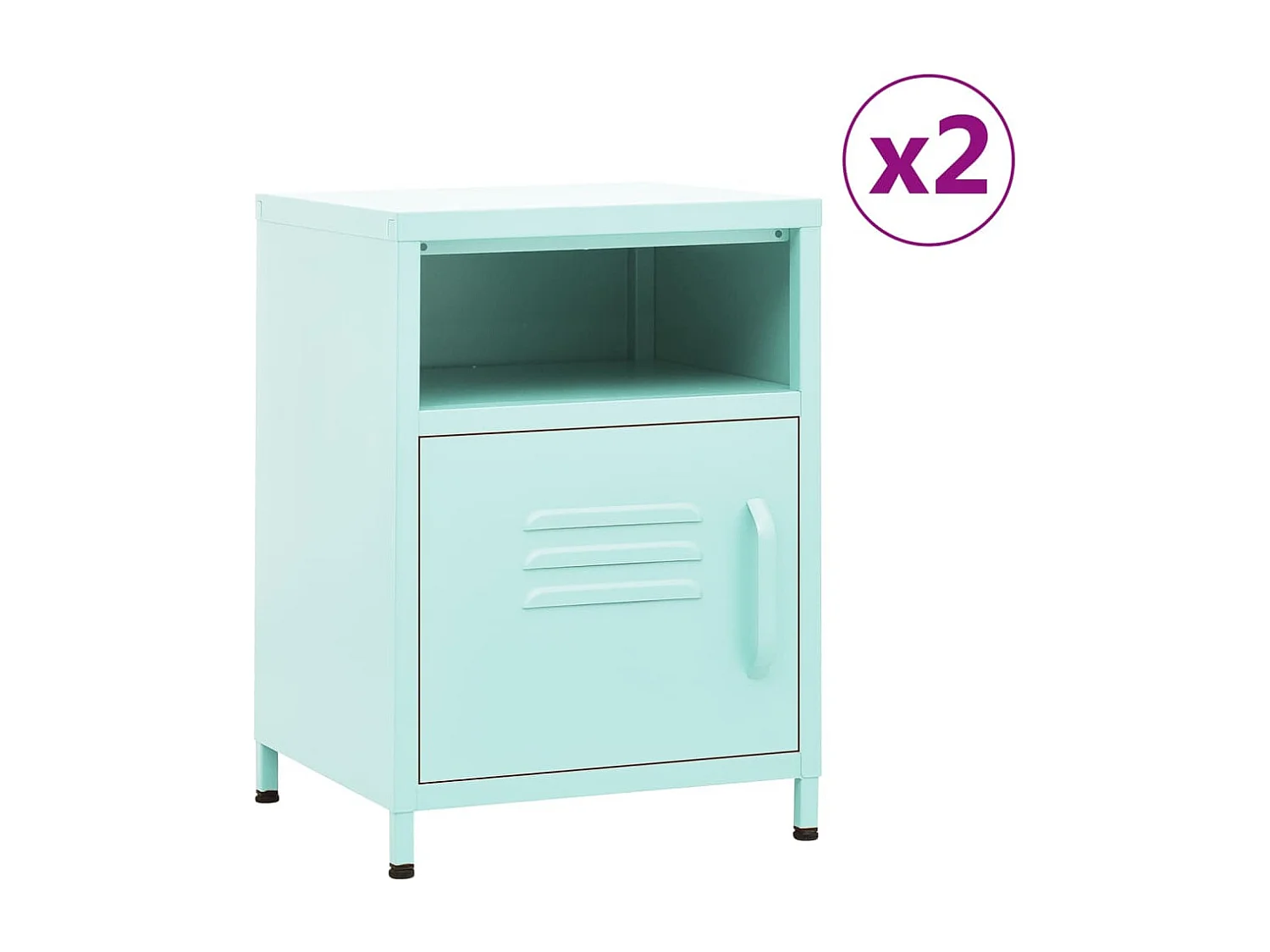 Mesitas de noche 2 uds Verde menta 35x35x51 cm Acero