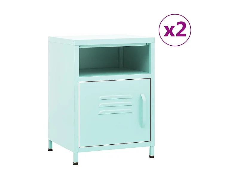 Mesitas de noche 2 uds Verde menta 35x35x51 cm Acero