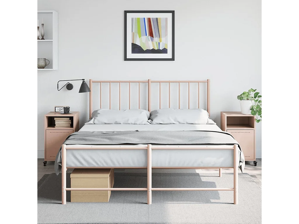 Tables de chevet 2 pcs rose 36x39x59 cm acier