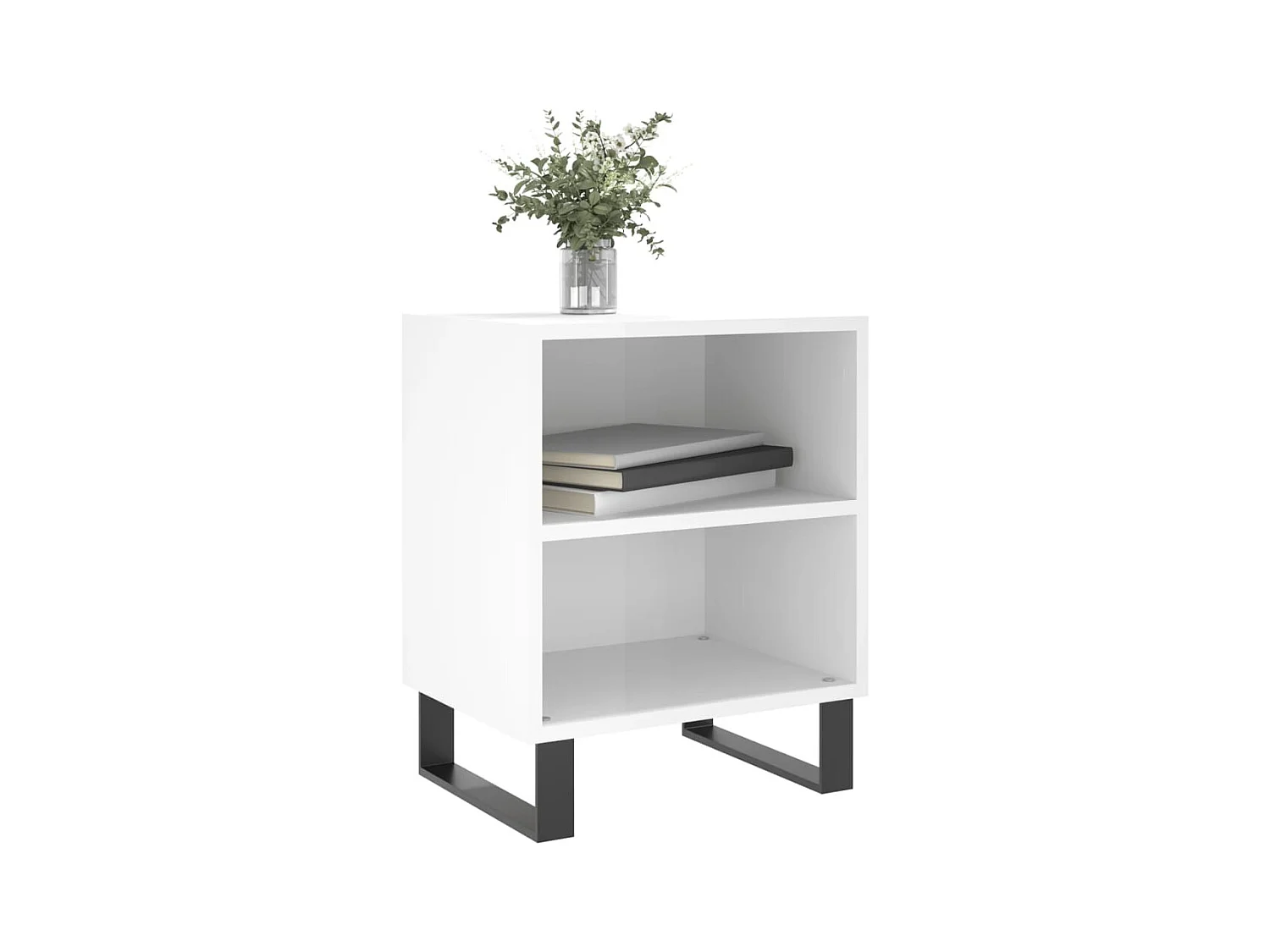 Tables de chevet 2pcs blanc brillant 40x30x50cm bois ingénierie