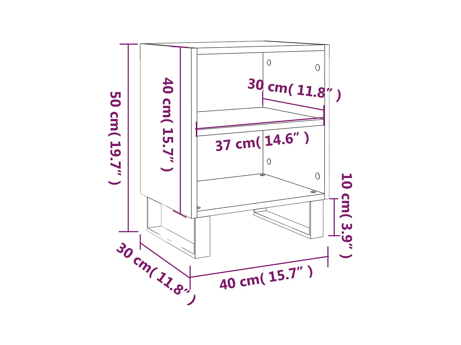 Tables de chevet 2pcs blanc brillant 40x30x50cm bois ingénierie