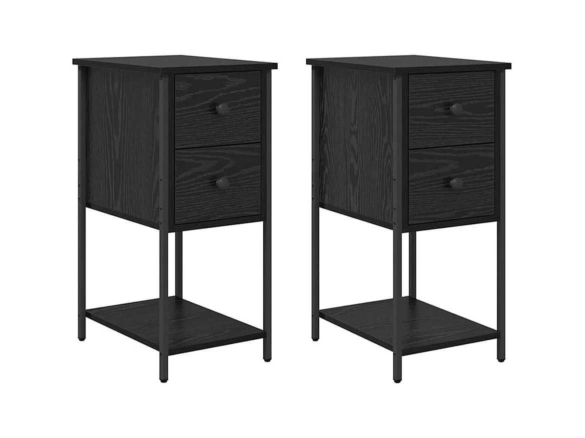 Cabinet de chevet avec tiroir 2 pcs Chêne noir 32 x 42 x 70 cm