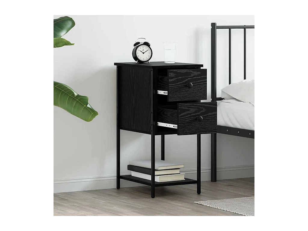 Cabinet de chevet avec tiroir 2 pcs Chêne noir 32 x 42 x 70 cm
