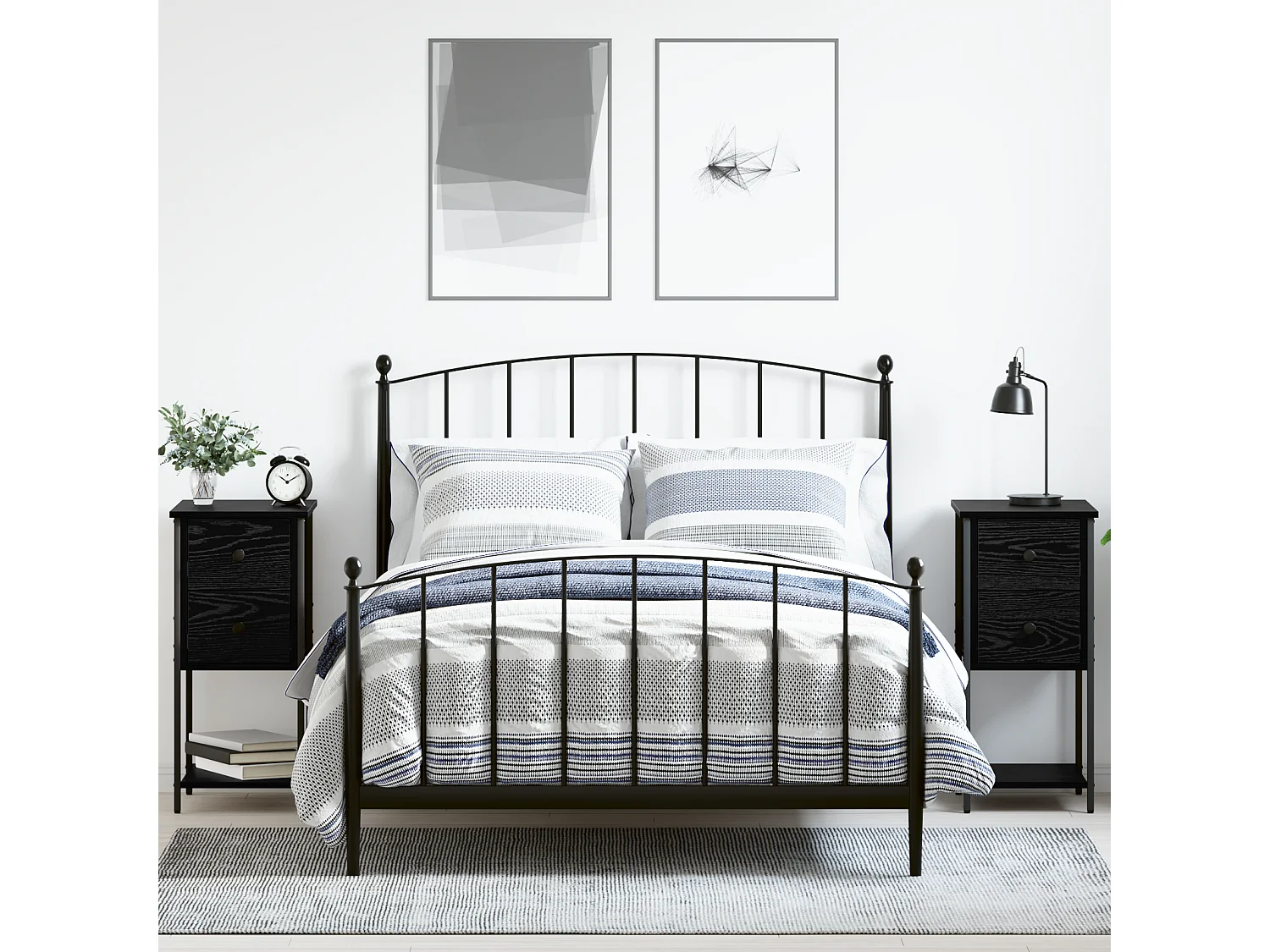 Nachtkastje met lade 2 stuks Zwarte eik 32 x 42 x 70 cm