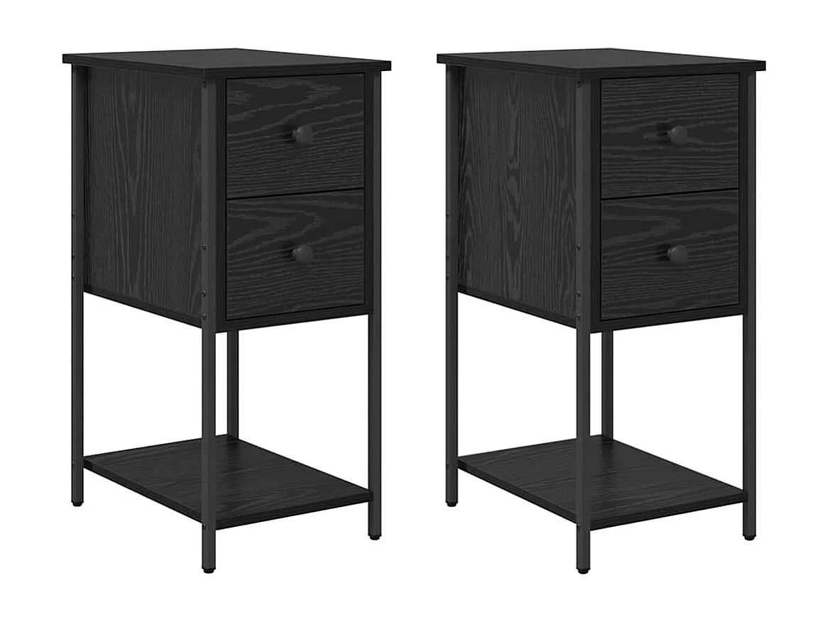 Nachtkastje met lade 2 stuks Zwarte eik 32 x 42 x 70 cm