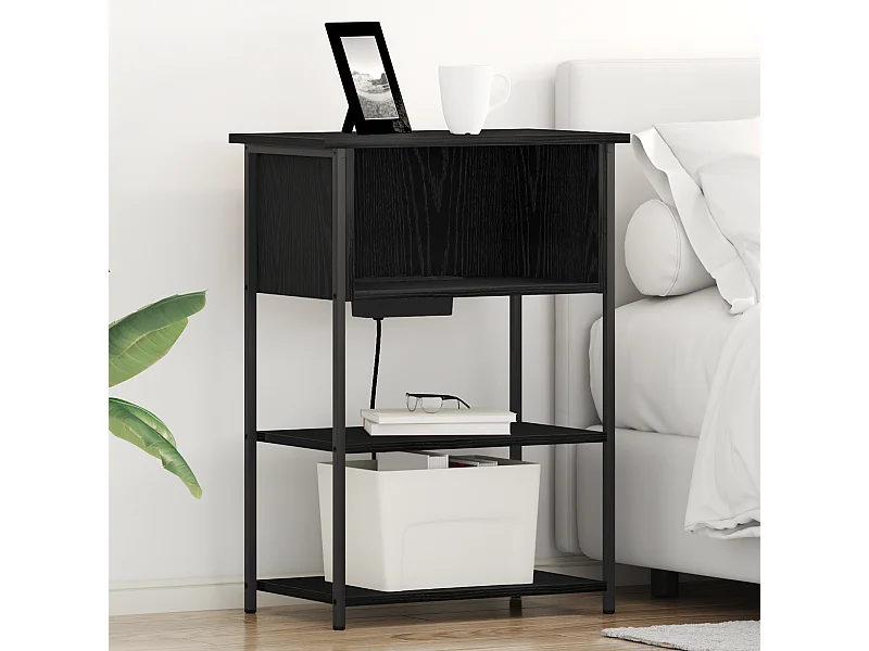 Cabinet de chevet Chêne noir 55 x 31 x 76 cm Bois d'ingénierie