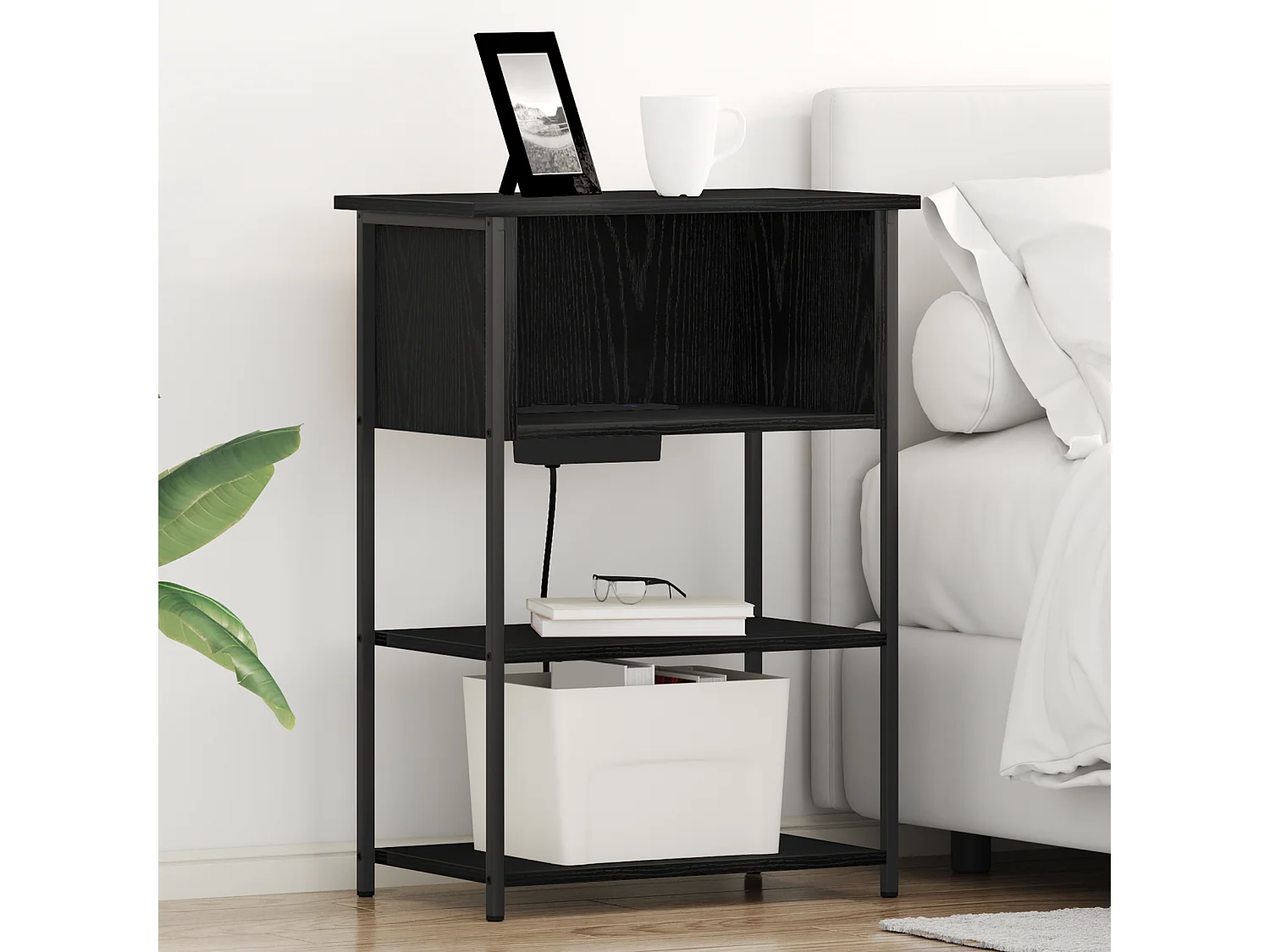 Cabinet de chevet Chêne noir 55 x 31 x 76 cm Bois d'ingénierie