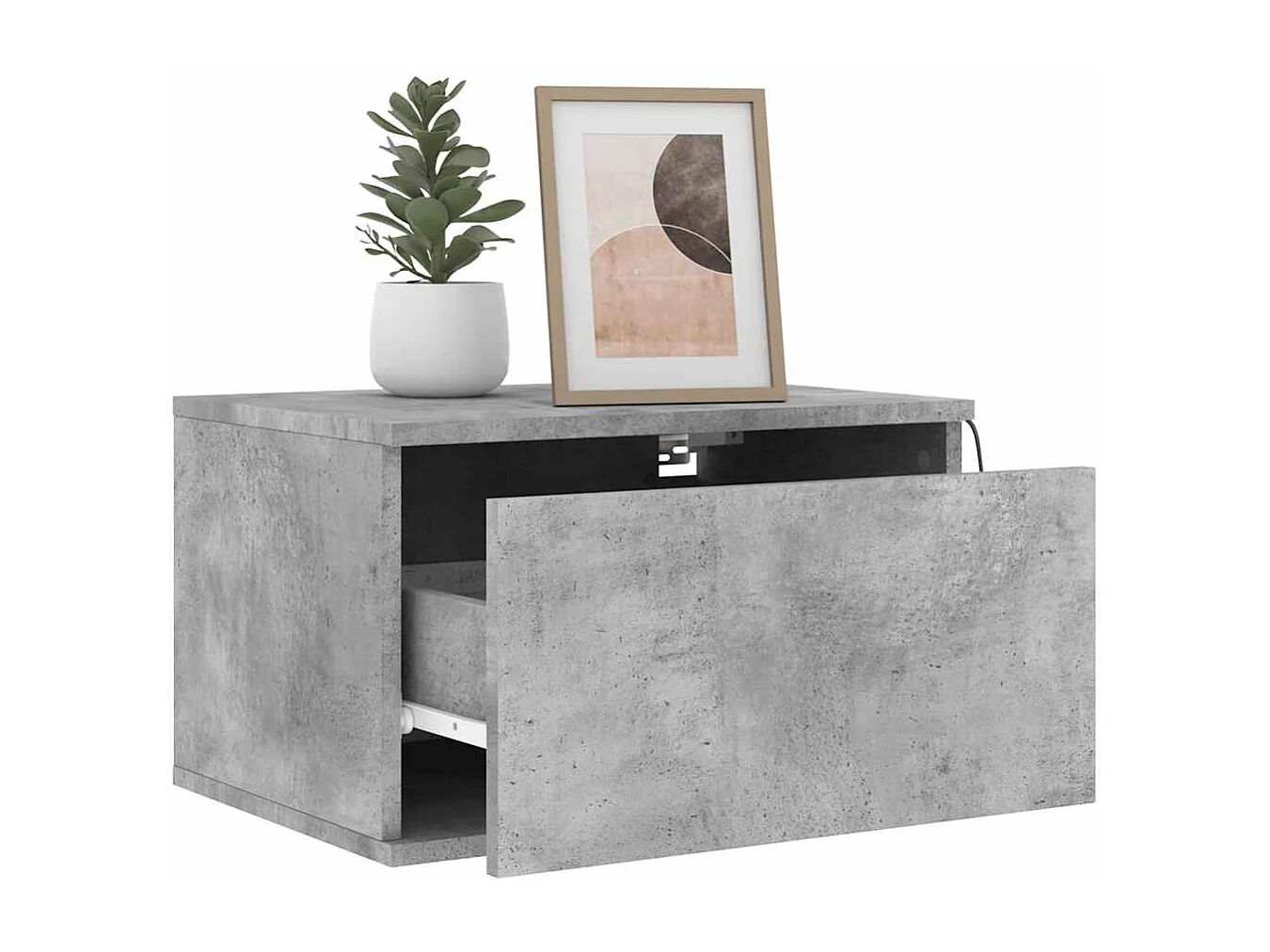 Comodini da parete con luci LED 2 pezzi grigio cemento