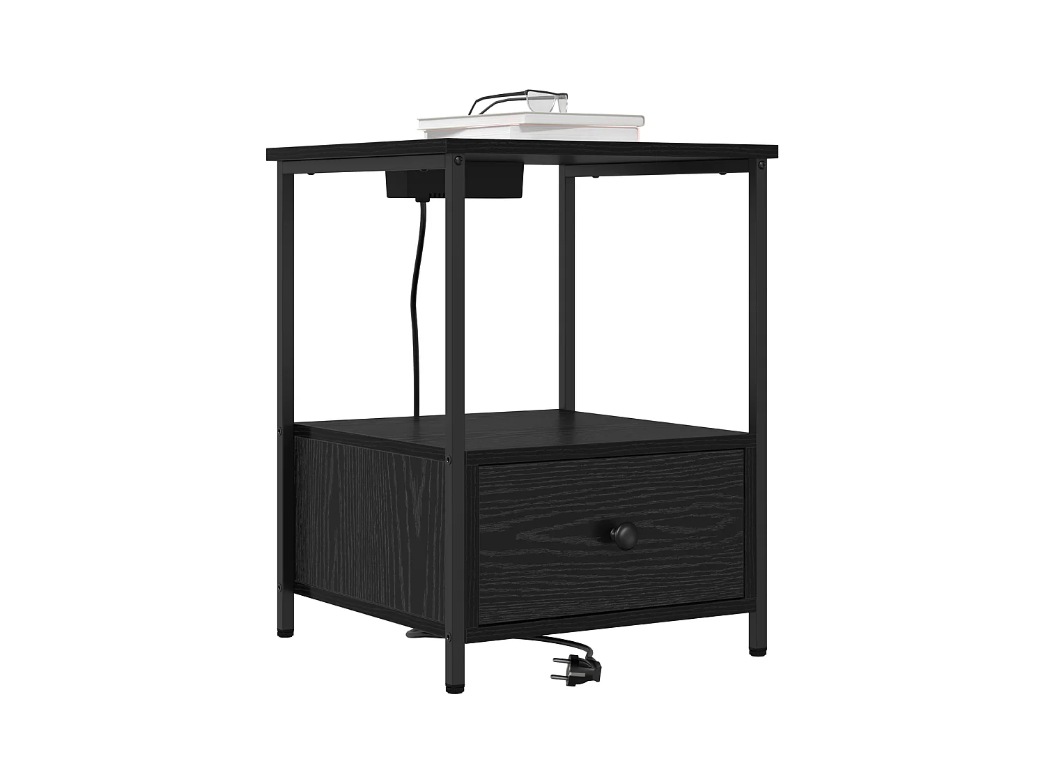 Table de nuit avec station de chargement 2 pcs Chêne noir