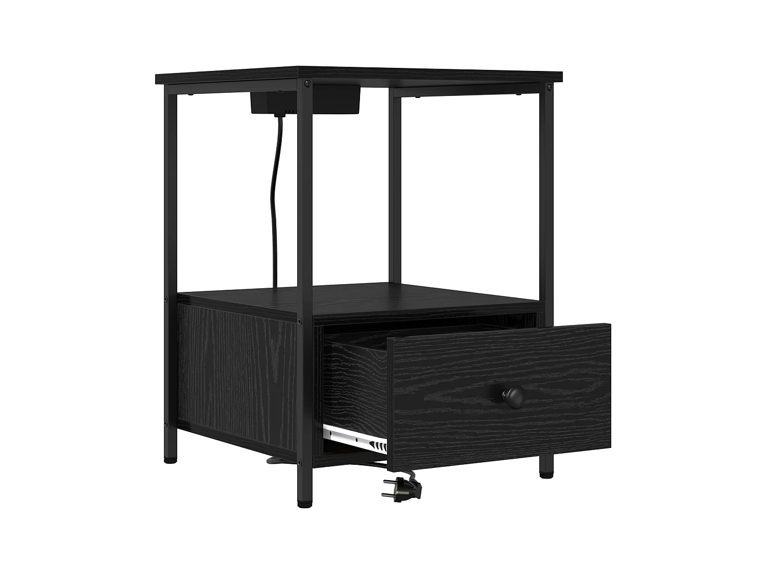 Table de nuit avec station de chargement 2 pcs Chêne noir