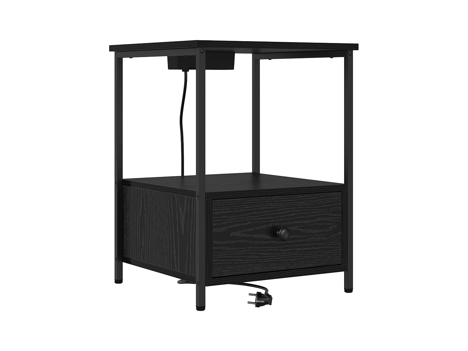 Table de nuit avec station de chargement 2 pcs Chêne noir