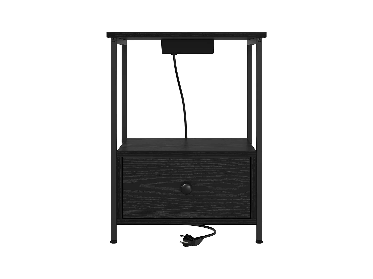 Table de nuit avec station de chargement 2 pcs Chêne noir