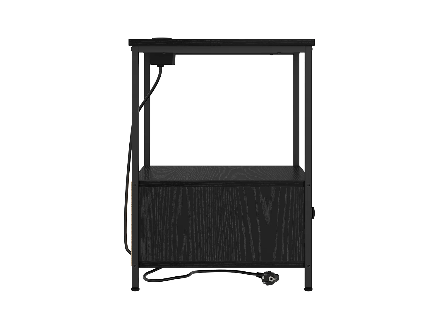 Table de nuit avec station de chargement 2 pcs Chêne noir