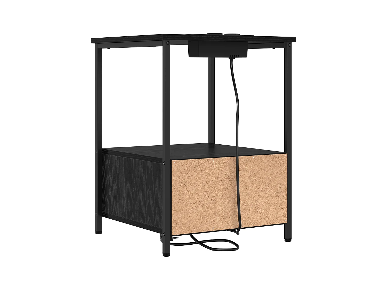 Table de nuit avec station de chargement 2 pcs Chêne noir