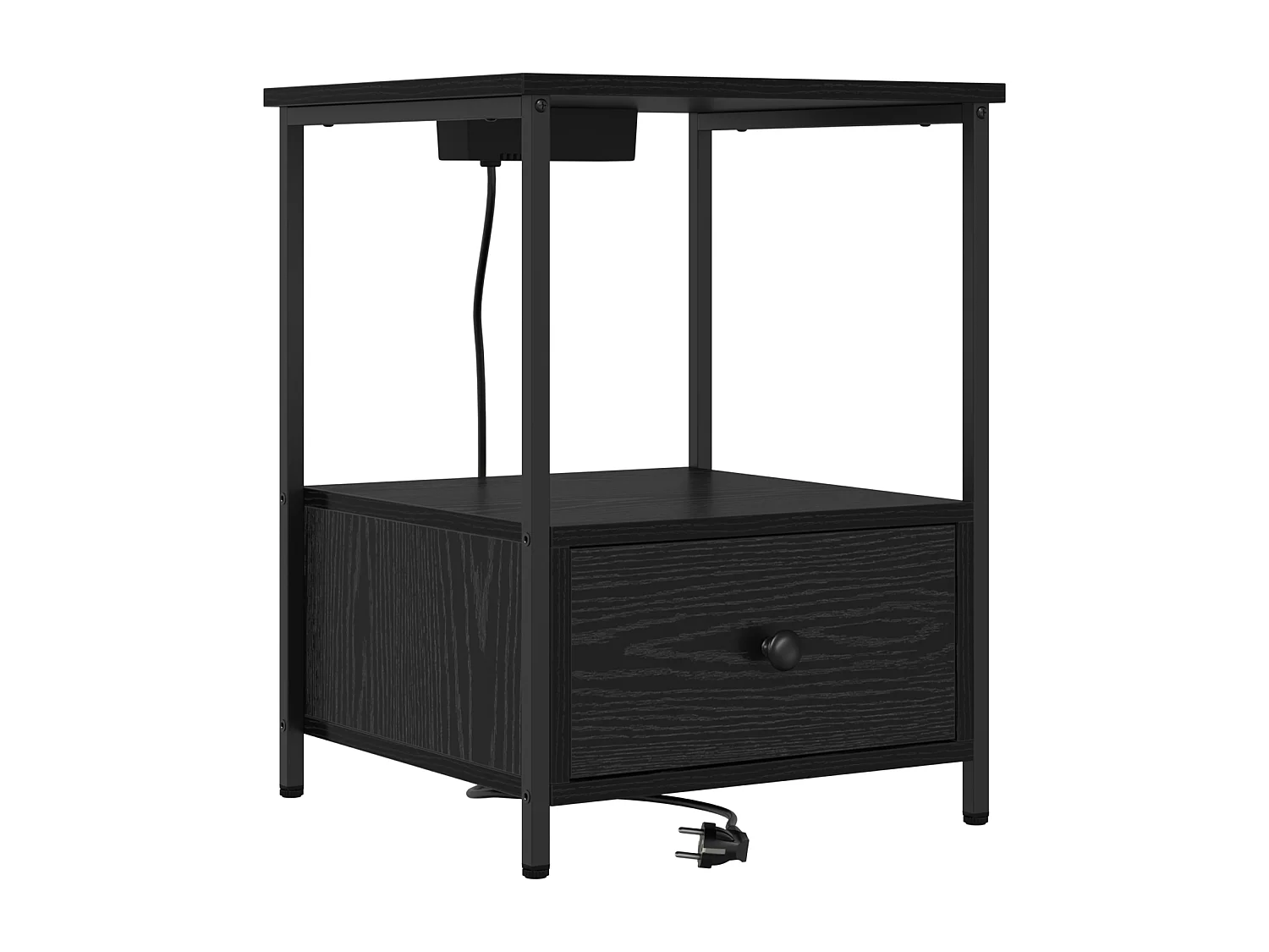 Table de nuit avec station de chargement 2 pcs Chêne noir