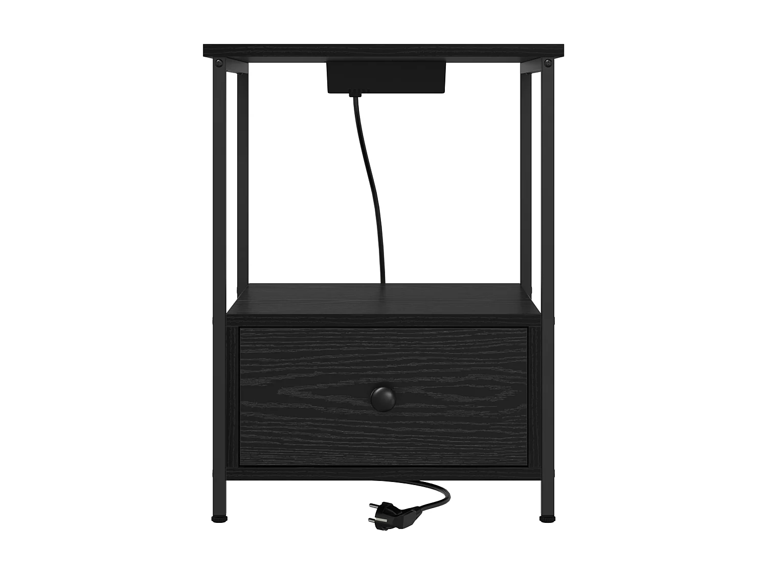 Table de nuit avec station de chargement 2 pcs Chêne noir