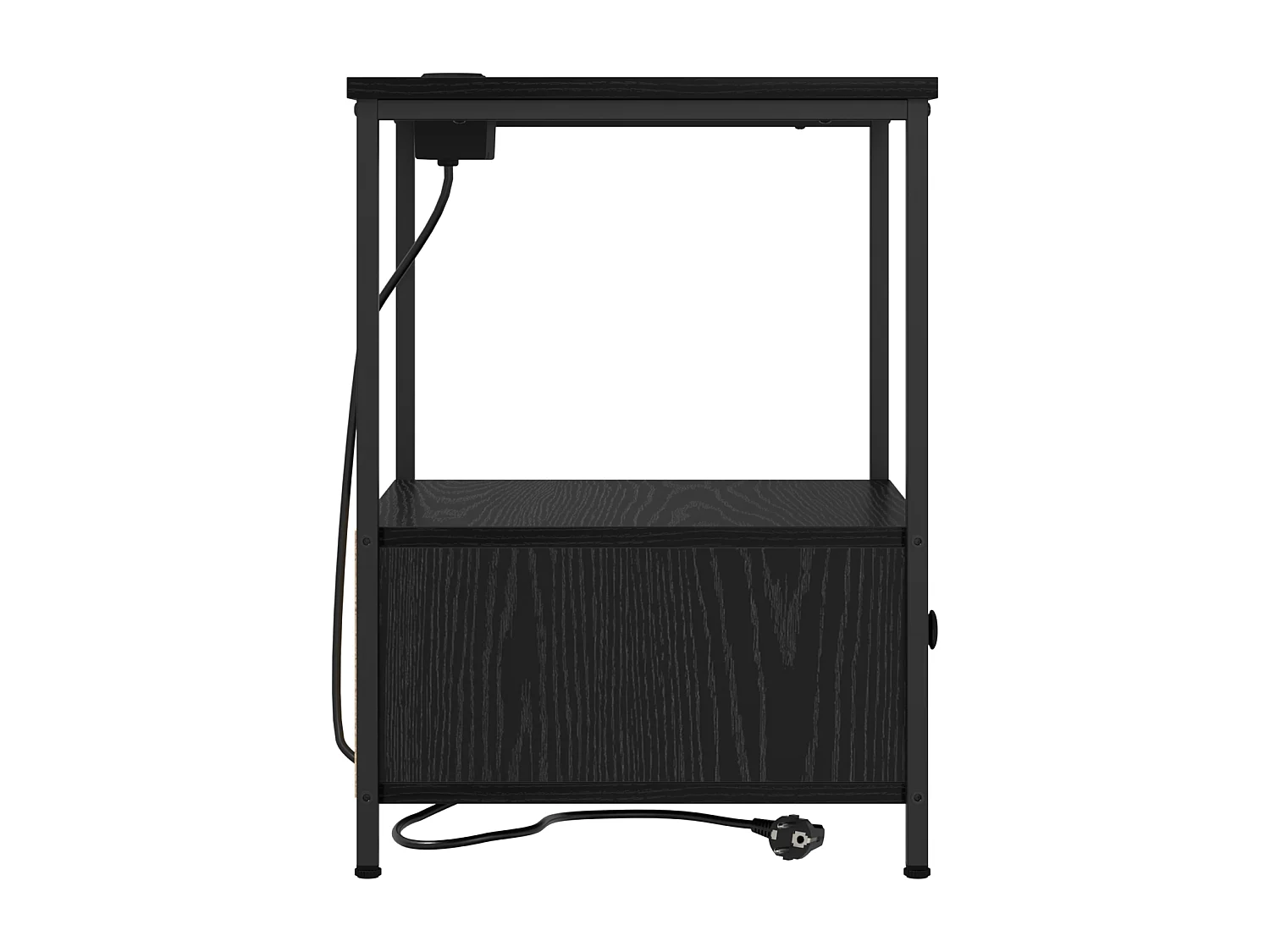 Table de nuit avec station de chargement 2 pcs Chêne noir