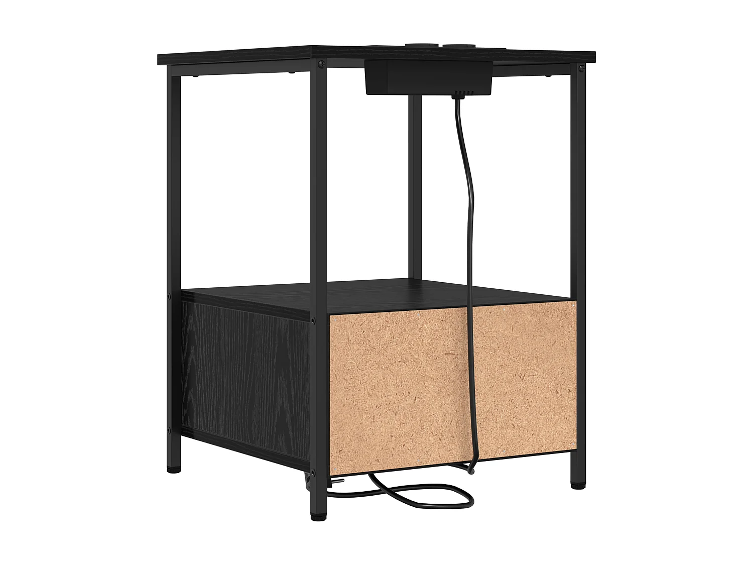 Table de nuit avec station de chargement 2 pcs Chêne noir