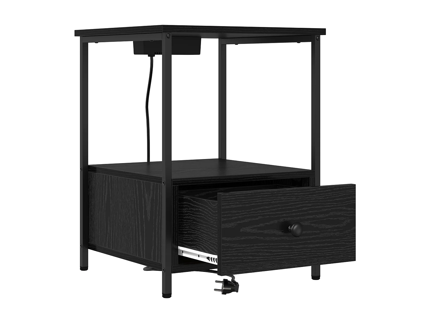 Table de nuit avec station de chargement 2 pcs Chêne noir