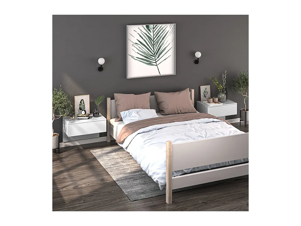 stuks wandgemonteerde nachtkastjes glanzend wit