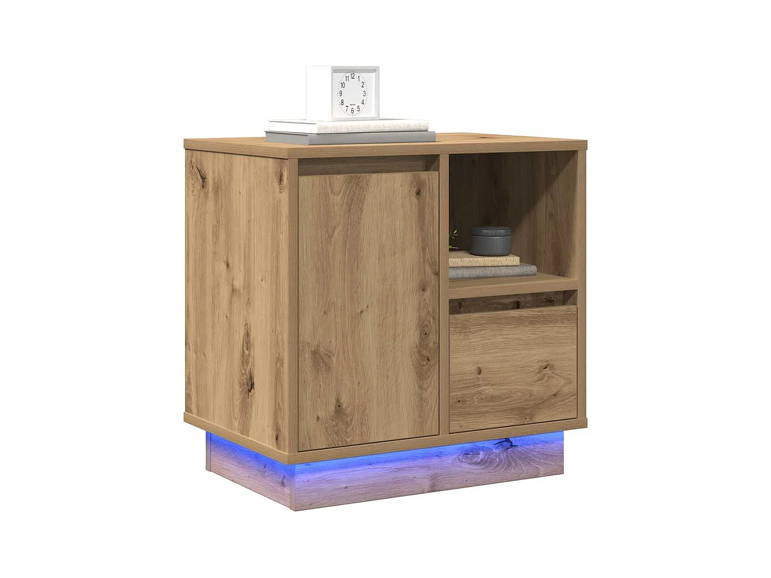 Nachttische mit LED 2 Stk. Handgefertigte Eiche 50x34,5x50 cm