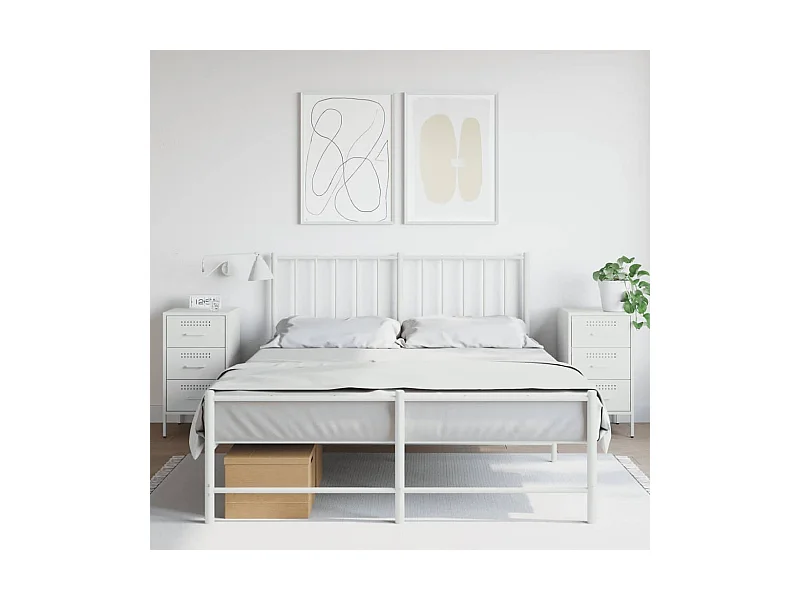 Tables de chevet 2 pcs blanc 36x39x68 cm acier